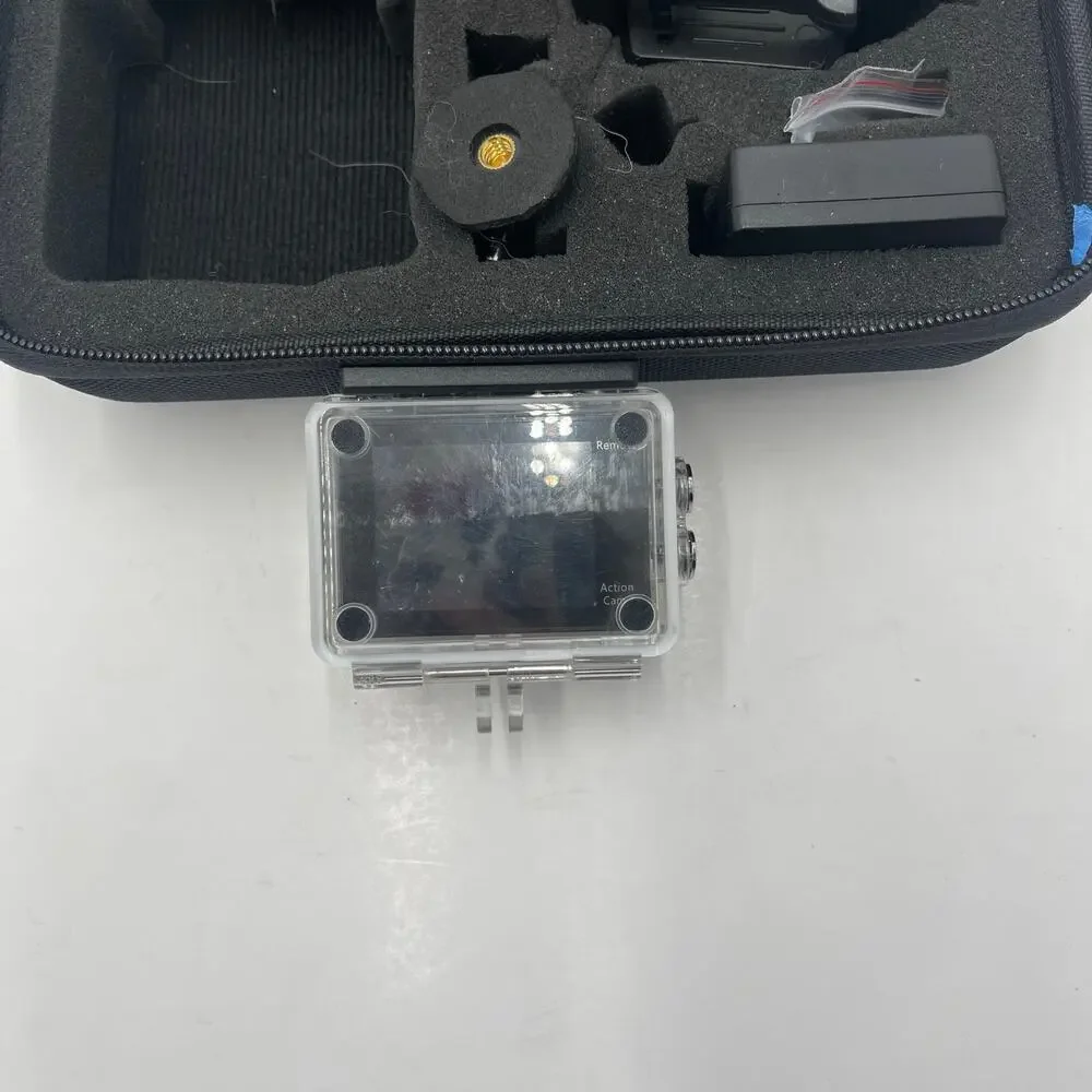 HLS Waterproof Action Video Camera 4K With 2 Batteries, Accessories, Case TESTED